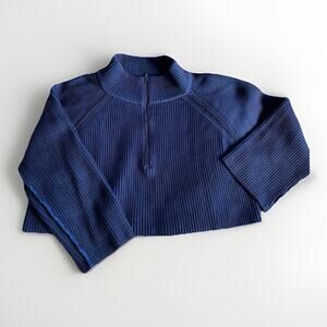 Free People Greta half-zip sweater, Ribbed, Cropped, Boxy, Raglan Sleeve Medium